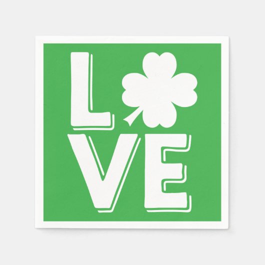 Serviette En Papier La Saint-Patrick Amour Irlandais Trèfle Vert (Devant)