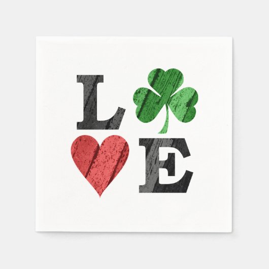 Serviette En Papier La Saint-Patrick avec Amour et Trèfle (Devant)