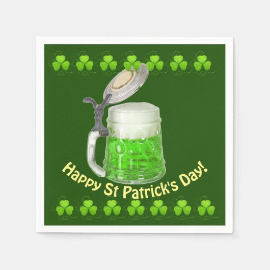 Serviette En Papier La Saint Patrick de la bière verte (Devant)