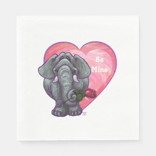 Serviette En Papier La Saint-Valentin des éléphants (Devant)