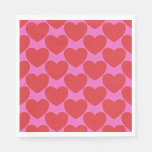 Serviette En Papier La Saint-Valentin motif de cœur rose et rouge pour