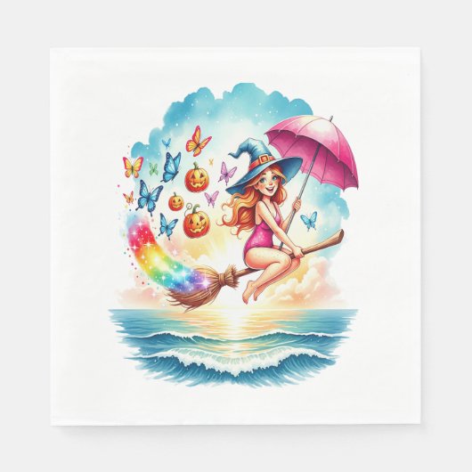Serviette En Papier La sorcière de la sirène d'Halloween dans la chamb (Devant)