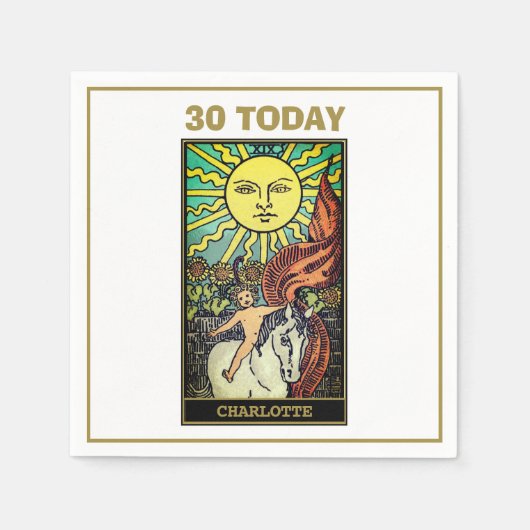Serviette En Papier La Sun Tarot Card 30e fête blanche (Devant)