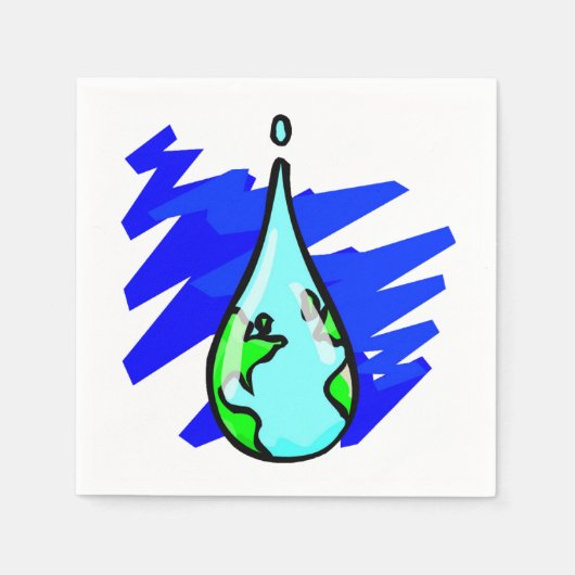 Serviette En Papier La Terre dans la goutte d'eau (Devant)