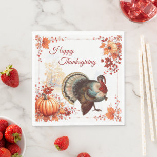 Serviette En Papier La Turquie patriotique Thanksgiving