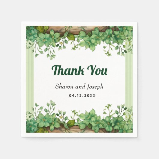 Serviette En Papier La verdure borde le Merci de printemps rustique ma (Devant)