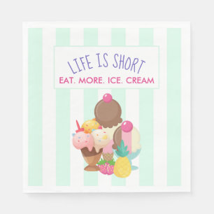 Serviette En Papier La vie est courte Manger plus de glace Crème