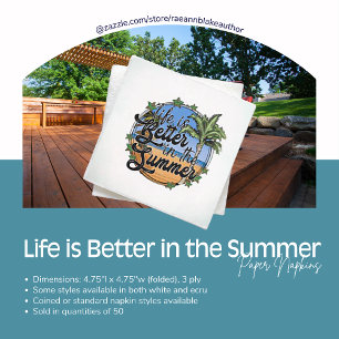 Serviette En Papier La vie est meilleure dans le Livre d'été Napkin