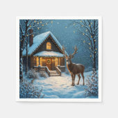 Serviette En Papier La visite de Noël enneigée de Big Buck (Devant)