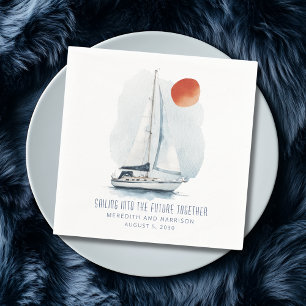 Serviette En Papier La voile dans l'avenir Ensemble Mariage nautique