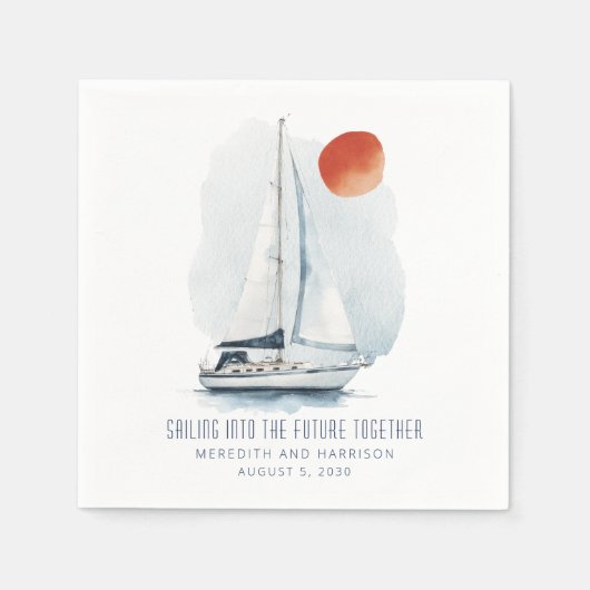 Serviette En Papier La voile dans l'avenir Ensemble Mariage nautique (Devant)