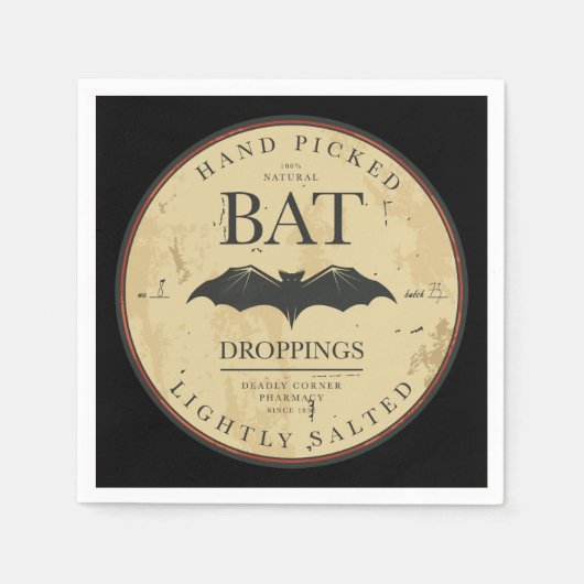 Serviette En Papier Label Bat Droppings Vintage Halloween (Devant)