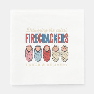 Serviette En Papier Labor & Delivery Feux d'Artifice Mignonne Infirmiè