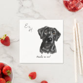 Serviette En Papier Laboratoire noir Mariage d'aquarelle chien Cocktai (En situation)