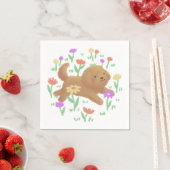 Serviette En Papier Labradoodle avec fleurs Illustration (En situation)