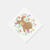 Serviette En Papier Labradoodle avec fleurs Illustration (Coin)