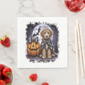 Serviette En Papier Labradoodle chien Carré d'Halloween (En situation)