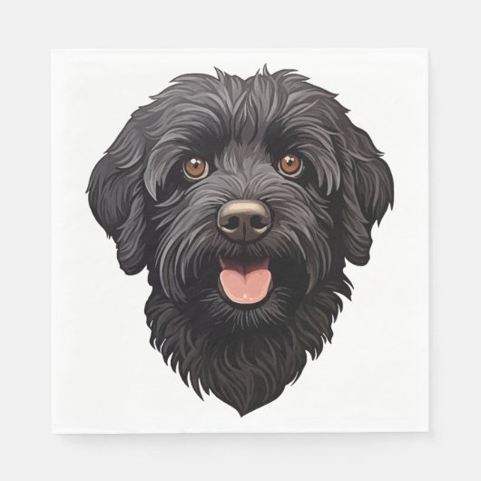 Serviette En Papier Labradoodle Chien noir (Devant)
