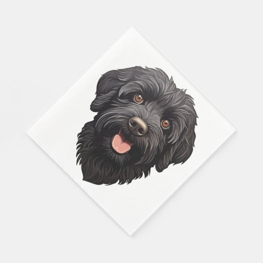 Serviette En Papier Labradoodle Chien noir (Coin)