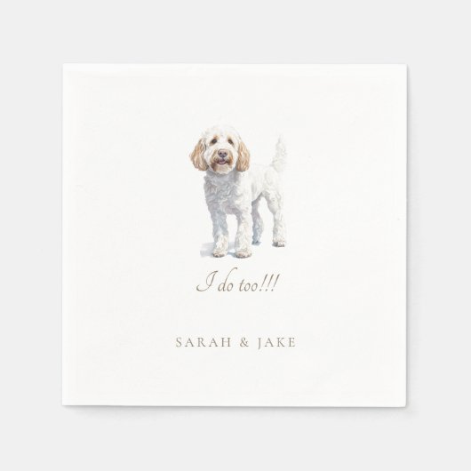 Serviette En Papier Labradoodle Personnalisé Mariage animal de compagn (Devant)