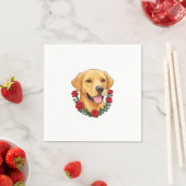 Serviette En Papier Labrador avec des roses rouges (En situation)