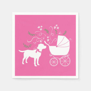 Serviette En Papier Labrador Chien Baby shower Rose Girl Lab