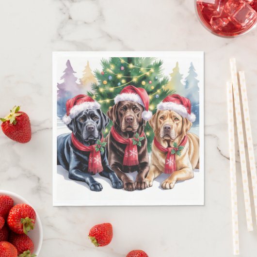Serviette En Papier Labrador Christmas Paper Napkin (En situation)