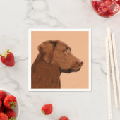 Serviette En Papier Labrador Retriever (Chocolat) Peinture - Chien Art (En situation)