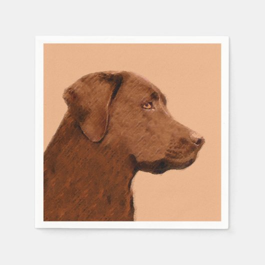 Serviette En Papier Labrador Retriever (Chocolat) Peinture - Chien Art (Devant)