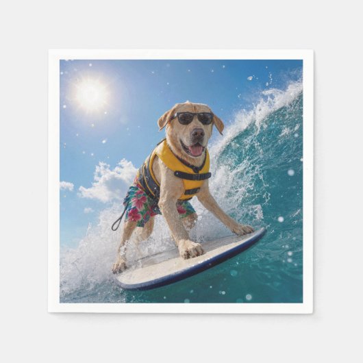Serviette En Papier Labrador Retriever faisant du surf (Devant)