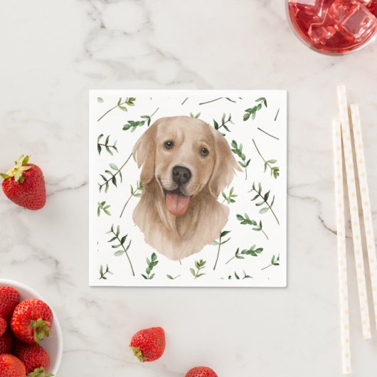Serviette En Papier Labrador Retriever Green Boho Baby shower (En situation)