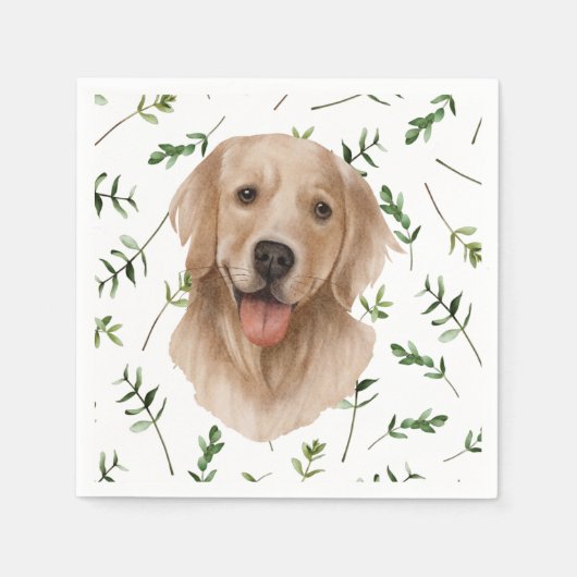 Serviette En Papier Labrador Retriever Green Boho Baby shower (Devant)