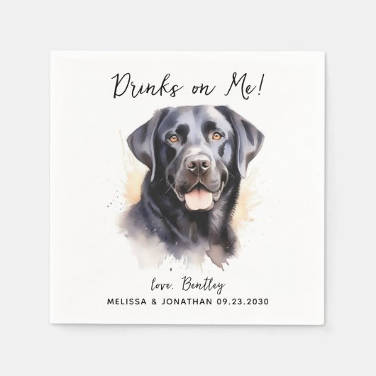 Serviette En Papier Labrador Retriever Modern Chien Mariage Cocktail (Devant)