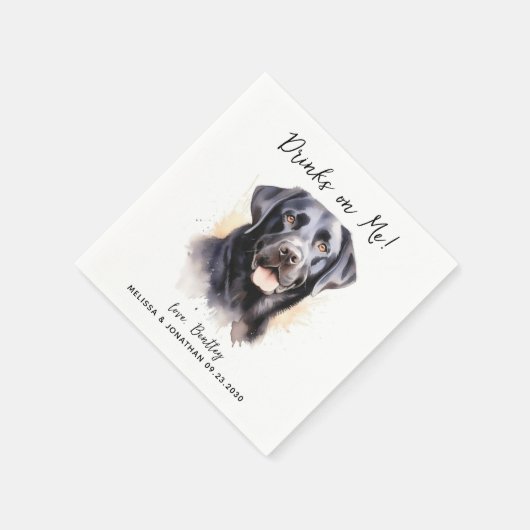 Serviette En Papier Labrador Retriever Modern Chien Mariage Cocktail (Coin)
