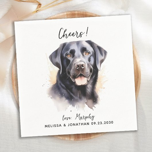 Serviette En Papier Labrador Retriever Modern Chien Mariage Cocktail