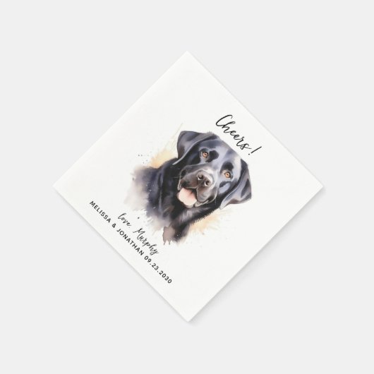 Serviette En Papier Labrador Retriever Modern Chien Mariage Cocktail (Coin)