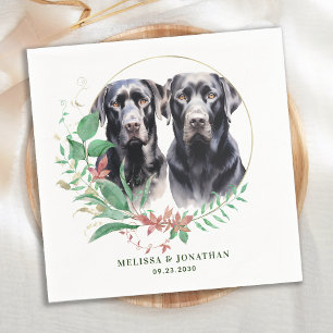 Serviette En Papier Labrador Retriever Moderne Botanique Floral Mariag