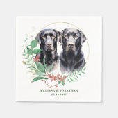 Serviette En Papier Labrador Retriever Moderne Botanique Floral Mariag (Devant)