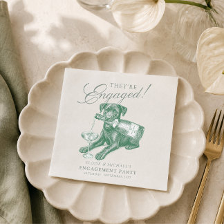 Serviette En Papier Labrador Retriever Vert Sauge Champagne Fiançaille