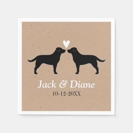 Serviette En Papier Labrador Retrivers Mariage Couple Personnalisé (Devant)
