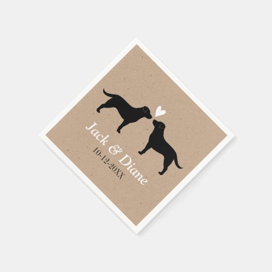 Serviette En Papier Labrador Retrivers Mariage Couple Personnalisé (Coin)