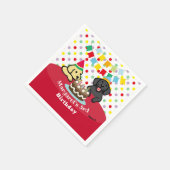 Serviette En Papier Labradors noir et jaune personnalisés Anniversaire (Coin)