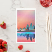 Serviette En Papier Lac d'hiver pittoresque avec Cerf (En situation)