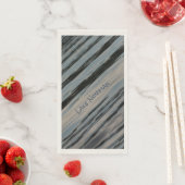 Serviette En Papier Lac Eau Bleu Beige Noir Diagonal Stripes (En situation)