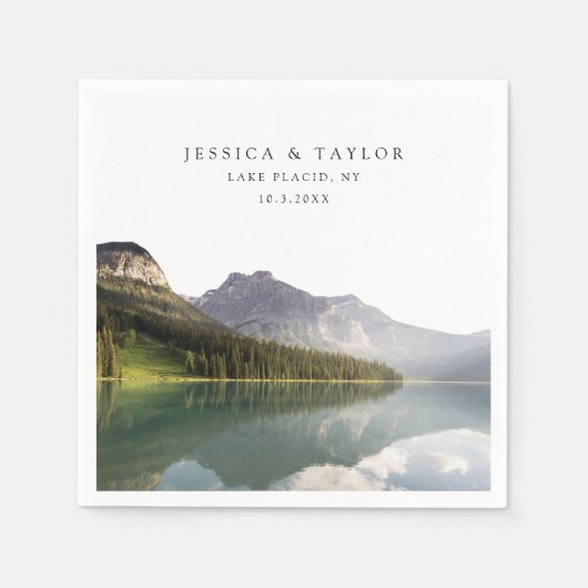 Serviette En Papier Lac Placid Mariage Photo personnalisée Cocktails N (Devant)
