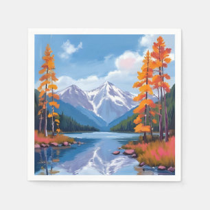 Serviette En Papier Lac Tahoe Automne Peinture de Montagne de Feuill