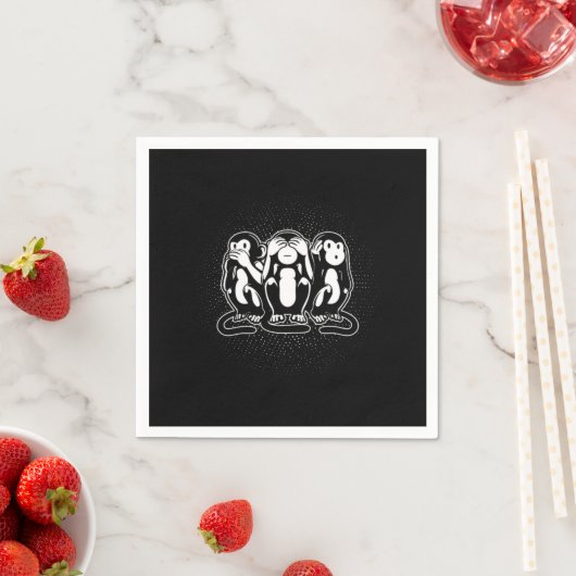 Serviette En Papier Lac Three Wise Monkey Speak Hear No Evil (En situation)