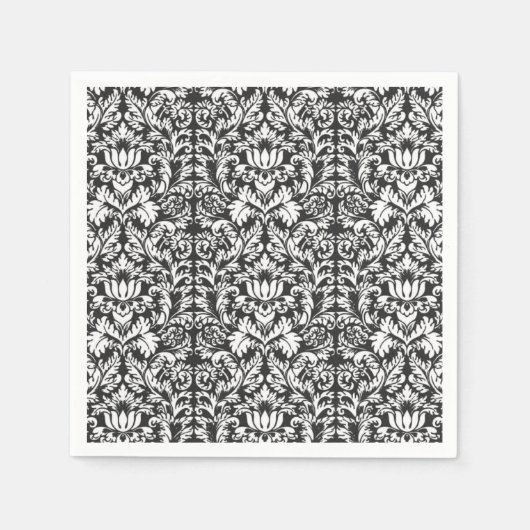 Serviette En Papier Lace noir blanc Damas Brocade (Devant)