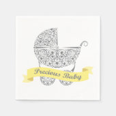 Serviette En Papier Lacy Baby Carriage Napkin Jaune 1 (Devant)