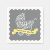 Serviette En Papier Lacy Baby Carriage Napkin Jaune & Grey (Devant)